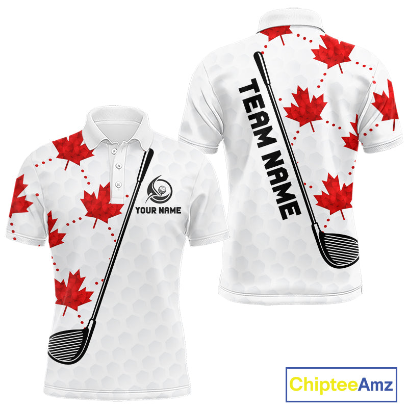 Custom Canadian Flag Mens Golf Polo Shirt Custom Maple Leaves Canada Golf Shirt For Men, Golf Gifts NBT556