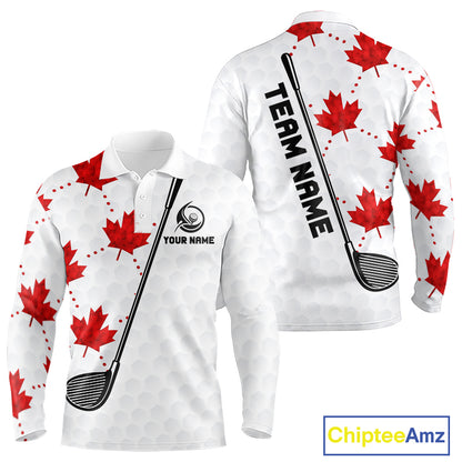 Custom Canadian Flag Mens Golf Polo Shirt Custom Maple Leaves Canada Golf Shirt For Men, Golf Gifts NBT556
