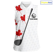 Load image into Gallery viewer, Custom Canadian Flag Womens Sleeveless Golf Polo Shirt Custom Maple Leaves Canada Golf Shirt For Ladies, Golf Gifts NBT556