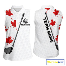 Load image into Gallery viewer, Custom Canadian Flag Womens Sleeveless Golf Polo Shirt Custom Maple Leaves Canada Golf Shirt For Ladies, Golf Gifts NBT556
