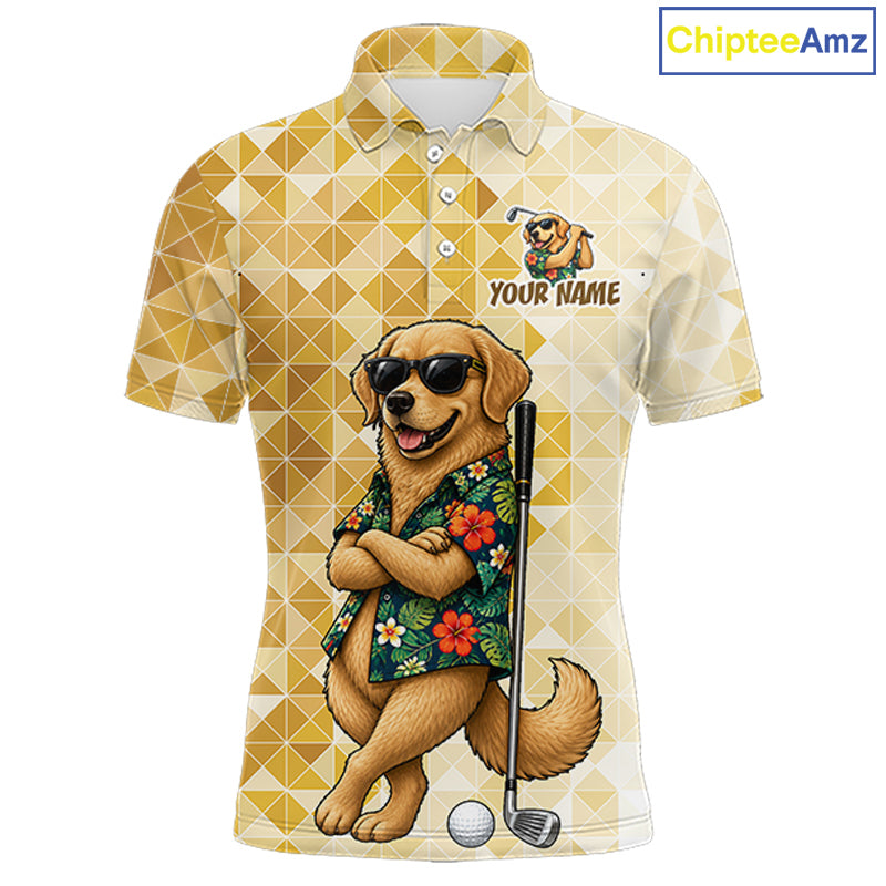 Funny Yellow Labrador Dog Golf Polo Shirt Mens Custom Name Team Golf Shirts, Golf Gifts NBT957