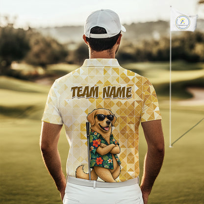 Funny Yellow Labrador Dog Golf Polo Shirt Mens Custom Name Team Golf Shirts, Golf Gifts NBT957