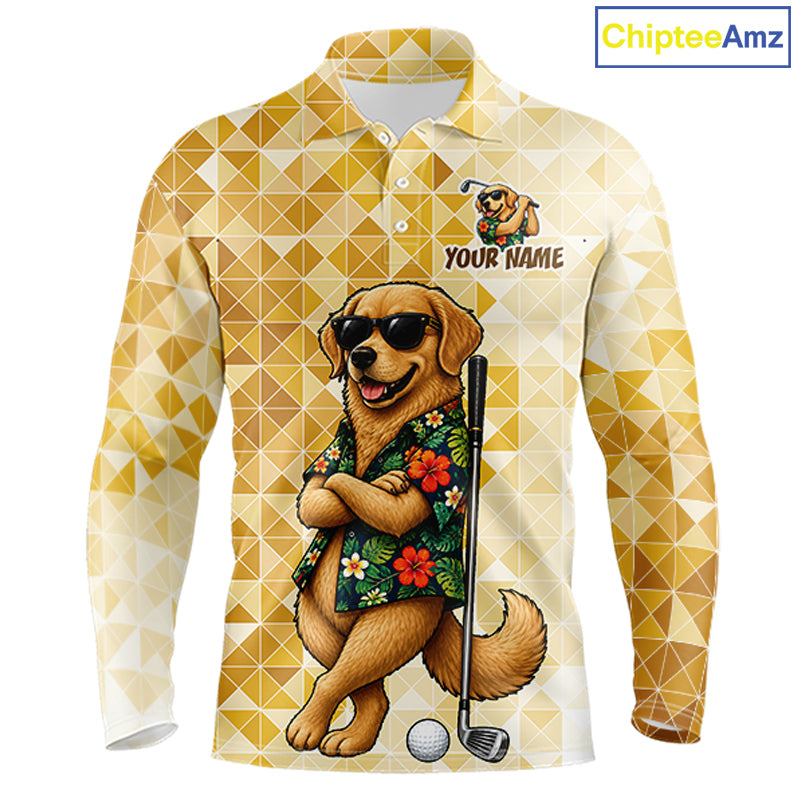Funny Yellow Labrador Dog Golf Polo Shirt Mens Custom Name Team Golf Shirts, Golf Gifts NBT957