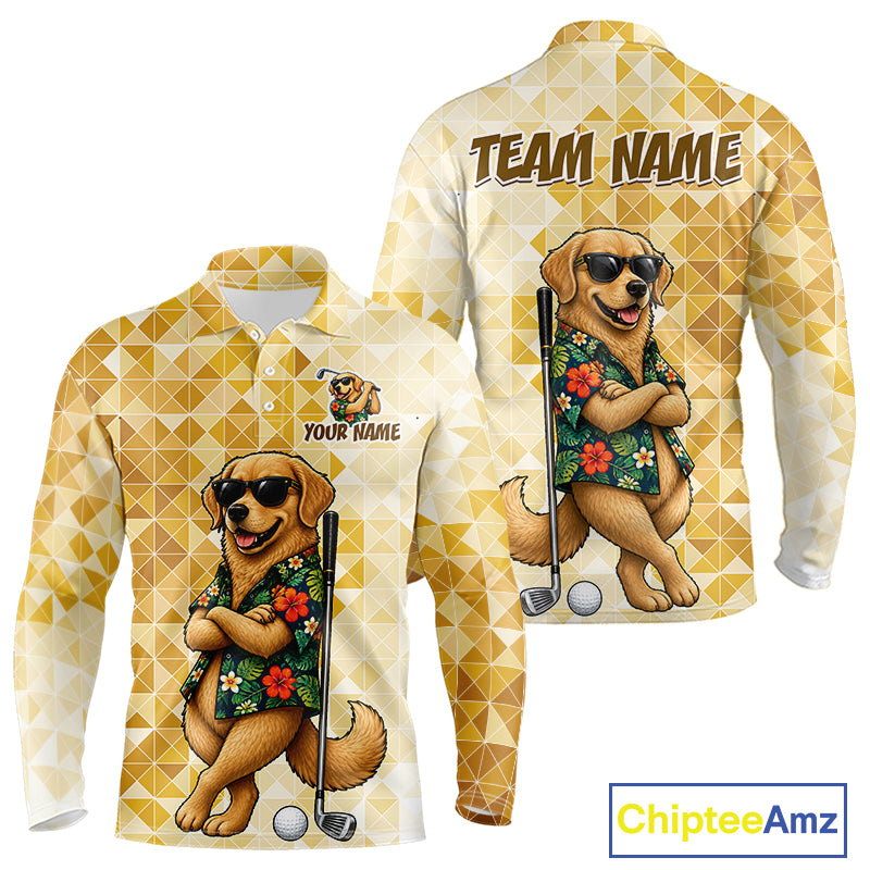 Funny Yellow Labrador Dog Golf Polo Shirt Mens Custom Name Team Golf Shirts, Golf Gifts NBT957