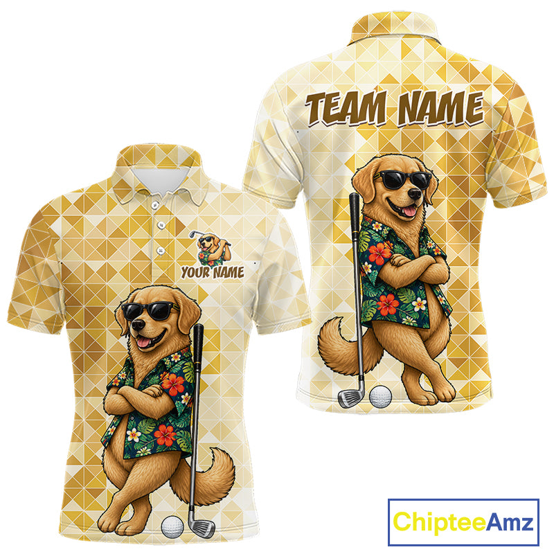 Funny Yellow Labrador Dog Golf Polo Shirt Mens Custom Name Team Golf Shirts, Golf Gifts NBT957