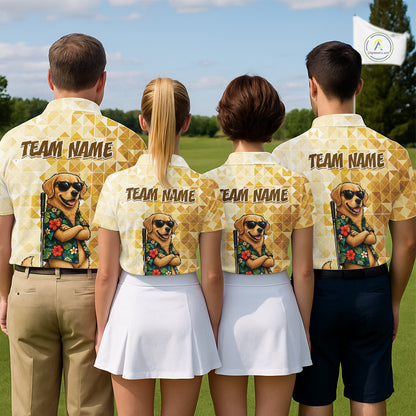 Funny Yellow Labrador Dog Golf Polo Shirt Mens Custom Name Team Golf Shirts, Golf Gifts NBT957