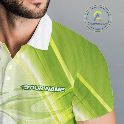 Green Flame Golf Ball Polo Shirts For Men Custom Golf Team Shirts Golfer Outfit NBT983