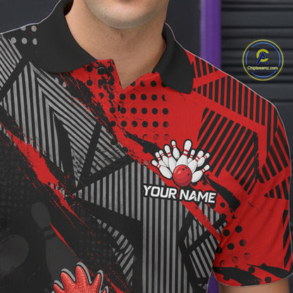 Custom Red Funny Rooster Bowling Shirt For Men Bowling Jersey Polo & Quarter-Zip Bowling Outfit NBT927
