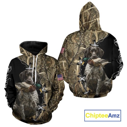 Duck Hunting with German Wirehaired Pointer Customize Name 3D All Over Printed Shirts Personalized Gift NBT151