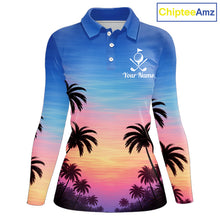 Load image into Gallery viewer, Custom Palm Tree Polo Golf Shirts For Women, Hawaii Tropical Personalized Polo Shirts, Golf Gifts NBT543