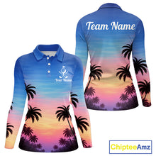 Load image into Gallery viewer, Custom Palm Tree Polo Golf Shirts For Women, Hawaii Tropical Personalized Polo Shirts, Golf Gifts NBT543
