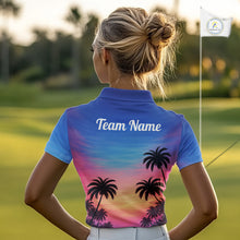 Load image into Gallery viewer, Custom Palm Tree Polo Golf Shirts For Women, Hawaii Tropical Personalized Polo Shirts, Golf Gifts NBT543