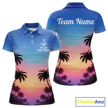 Load image into Gallery viewer, Custom Palm Tree Polo Golf Shirts For Women, Hawaii Tropical Personalized Polo Shirts, Golf Gifts NBT543