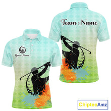 Load image into Gallery viewer, Mens Golf Polo Shirt Colorful Argyle Pattern Custom Name And Team Name Golf Shirt, Golfing Gifts NBT559
