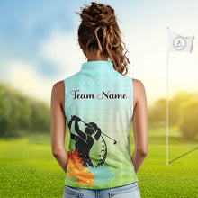 Load image into Gallery viewer, Womens Sleeveless Golf Polo Shirt Colorful Argyle Pattern Custom Name And Team Name Golf Shirt, Golfing Gifts NBT559