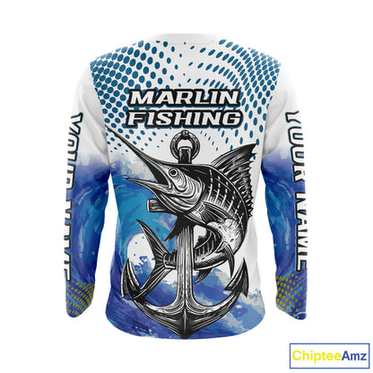 Personalized Blue Marlin Fishing Hood Saltwater Fish Custom Name Tournament Fishing Shirts NBT368