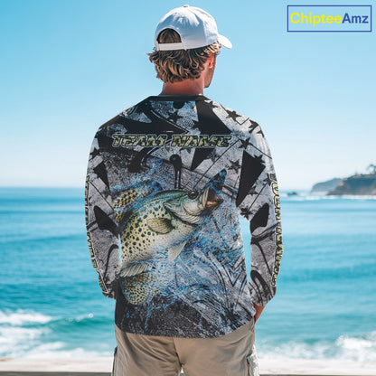 Custom American Flag Crappie Fishing Shirts Long Sleeve, Crappie Patriotic Fishing Shirt NBT471