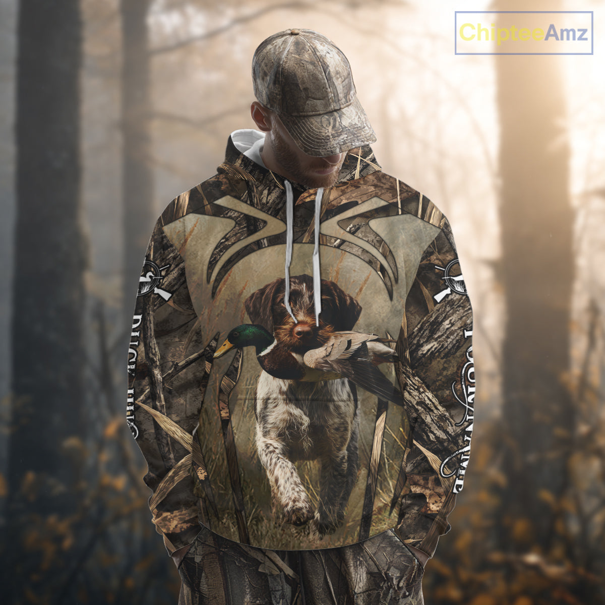 Mallard Duck Hunting German Wirehaired Pointer Dog Camouflage Shirts for Hunters NBT211