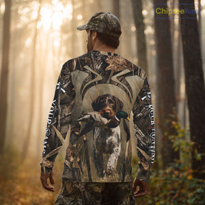 Mallard Duck Hunting German Wirehaired Pointer Dog Camouflage Shirts for Hunters, Duck Hunting Clothing NBT211