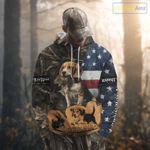 Custom Rabbit Hunting Camo US Flag 3D Shirts for Hunters, Rabbit Hunting Clothing NBT214