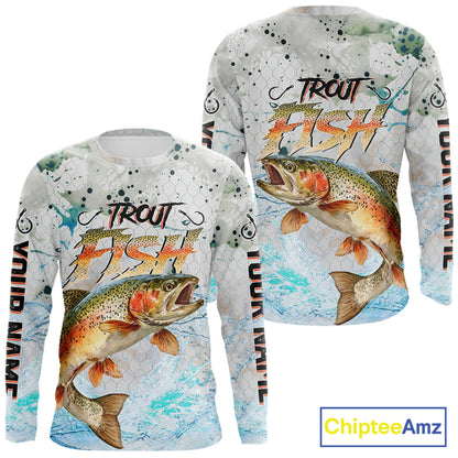 Rainbow Trout Custom UPF Fishing Shirts Long Sleeve, Trout Fishing Shirts NBT417