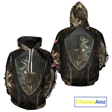 Load image into Gallery viewer, Whitetail Deer Hunting Camo US Flag 3D All Over Printed Shirts, Best Deer Hunting Gifts for Men NBT222