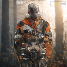 Load image into Gallery viewer, Wild Hog Hunting Orange Camouflage Custom Name Shirts, Personalized Boar Hunting Shirts NBT133