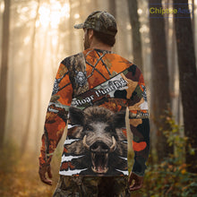 Load image into Gallery viewer, Wild Hog Hunting Orange Camouflage Custom Name Shirts, Personalized Boar Hunting Shirts NBT133