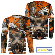 Load image into Gallery viewer, Wild Hog Hunting Orange Camouflage Custom Name Shirts, Personalized Boar Hunting Shirts NBT133