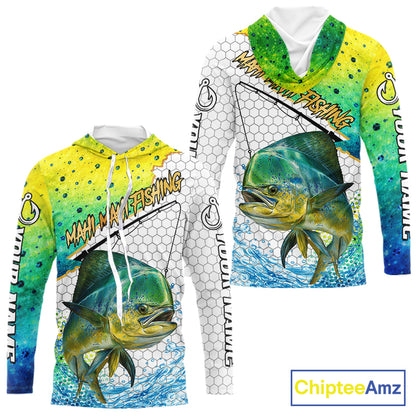Mahi Mahi Custom Fishing Shirts With Hood, Saltwater Fishing Clothing, Fishing Jerseys NBT425