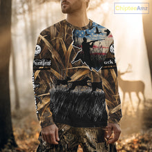 Load image into Gallery viewer, Custom Duck Hunting Camo USA Flag Custom Name 3D Printing Shirts, Duck Hunting Shirts NBT148