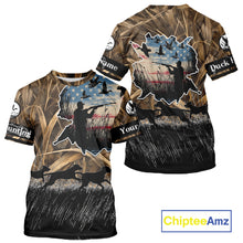 Load image into Gallery viewer, Custom Duck Hunting Camo USA Flag Custom Name 3D Printing Shirts, Duck Hunting Shirts NBT148