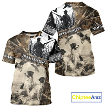 Load image into Gallery viewer, Duck Hunting Camouflage Mallard Duck Custom Name Shirts, Best Duck Hunting Season Gifts NBT149