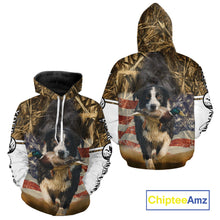 Load image into Gallery viewer, Border Collies Duck Hunting USA Flag Customized Name All Over Printed Shirts, Hunting Gifts NBT153