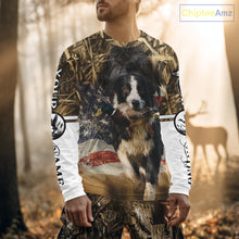 Load image into Gallery viewer, Border Collies Duck Hunting USA Flag Customized Name All Over Printed Shirts, Hunting Gifts NBT153