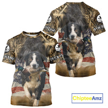 Load image into Gallery viewer, Border Collies Duck Hunting USA Flag Customized Name All Over Printed Shirts, Hunting Gifts NBT153