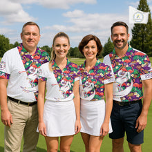 Load image into Gallery viewer, Men Golf Polo Shirts Colorful Floral Flamingo Pattern Tropical Leaves Custom Name Team Golf Shirts NBT524