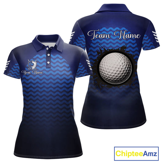 Personalized Golf Polo Shirt For Womens Custom Blue Camo Golf Attire For Women, Golf Gifts For Ladies NBT537