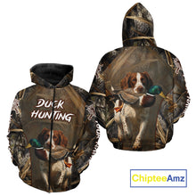 Load image into Gallery viewer, Brittany Dog Mallard Duck Hunting 3D Custom Name Shirts for Men, Hunting Gifts for Hunters NBT254