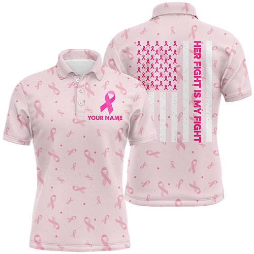 Cute Ribbon Breast Cancer Awareness Pink Mens Golf Polo Shirts American Flag Golf Shirts For Men LDT0501