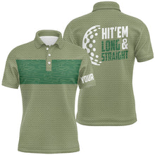 Load image into Gallery viewer, Hit 'Em Long &amp; Straight Golf Course Pattern Polo Shirts Custom Green Golf Shirts For Men LDT0227