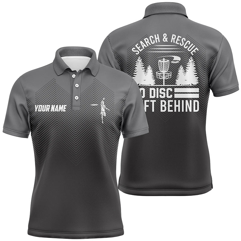 Search & Rescue Grey Geometric Pattern Mens Disc Golf Polo Shirts Cool Disc Golf Shirts For Men LDT0517