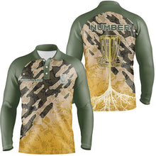 Load image into Gallery viewer, Customized Disc Golf Camo Forest Tribal Green Yellow Mens Golf Polo Shirt Disc Golf Gifts For Men LDT0842
