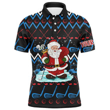 Load image into Gallery viewer, Santa Golf Clubs Ugly Christmas Mens Golf Polo Shirt Custom Golf Tops For Men Golfing Gifts LDT1041