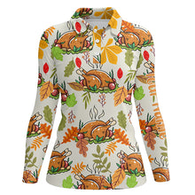 Load image into Gallery viewer, Turkey Thanksgiving Funny Golf Tops Autumn Leaves Customized Golf Shirts For Women Golf Gifts LDT0879