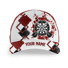 Load image into Gallery viewer, Red White Personalized Darts Hat Customized Name Darts Cap For Dart Team Darts Gift LDT1285