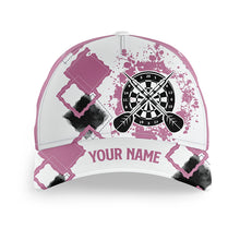 Load image into Gallery viewer, Pink White Personalized Darts Hat Customized Name Cute Darts Cap For Women Darts Gift LDT1286