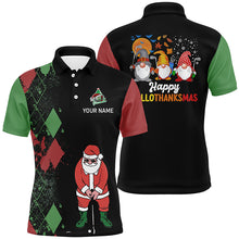 Load image into Gallery viewer, Happy Hallothanksmas Christmas Argyle Santa Playing Golf Mens Polo Shirt Funny Golf Tops LDT0594