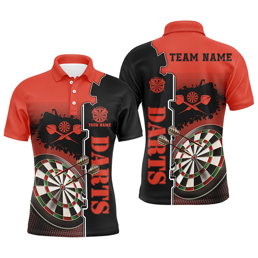 Personalized Red Black Mens Darts Polo Shirt Custom Darts Shirt For Men Darts Team Jerseys LDT1294