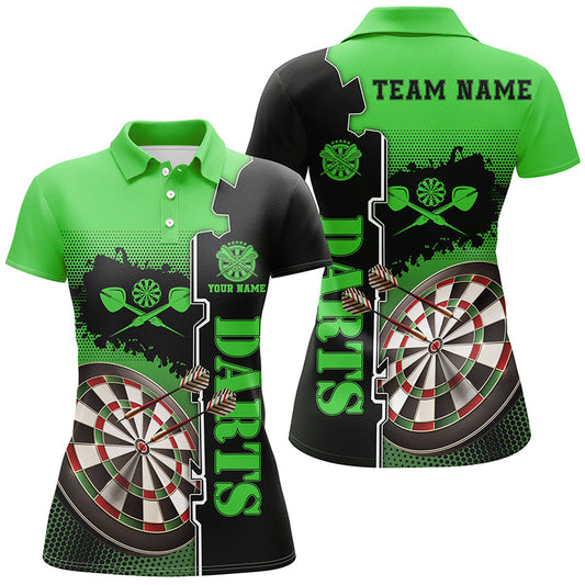 Personalized Green Black Darts Polo Shirt Custom Darts Shirt For Women Darts Team Jersey LDT1296